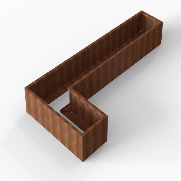 Bloembak Module+ L-vorm 60x330x150x42 cm Corten