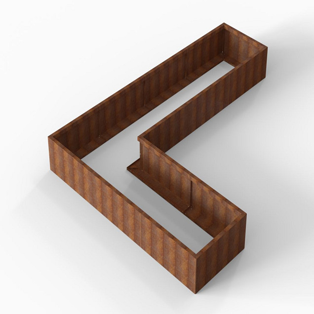Bloembak Module+ L-vorm 90x360x270x42 cm Corten