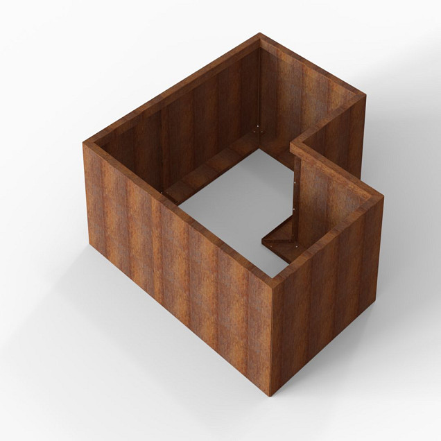 Bloembak Module+ L-vorm 90x150x150x56 cm Corten