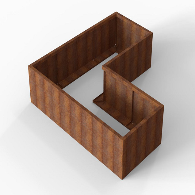 Bloembak Module+ L-vorm 90x210x210x56 cm Corten