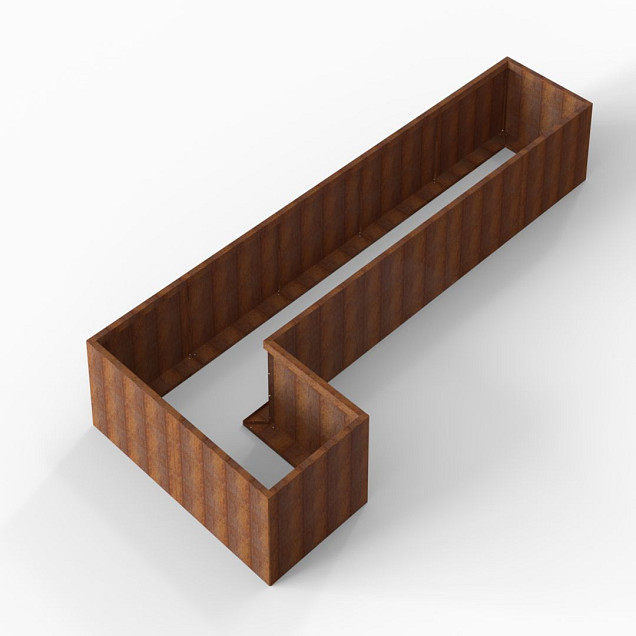 Bloembak Module+ L-vorm 90x450x180x56 cm Corten