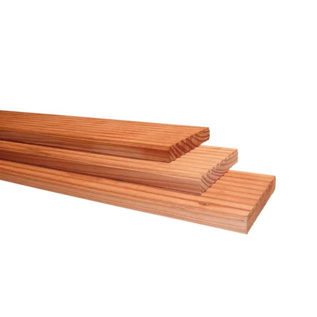 Douglas geschaafd dekdeel, 1 zijde grof, 1 zijde fijn profiel, 2.4x13.8x500 cm, kleurloos geïmpregneerd