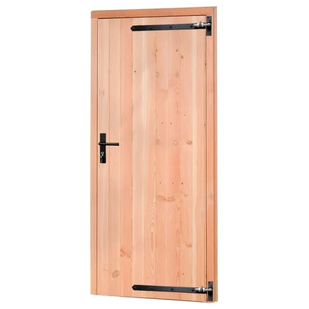 Douglas enkele dichte deur met zwart beslag inclusief kozijn, rechtsdraaiend, 90x201 cm, onbehandeld