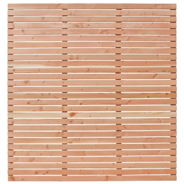 Douglas enkelzijdig geschaafd latten scherm, recht horizontaal, 180x180 cm.