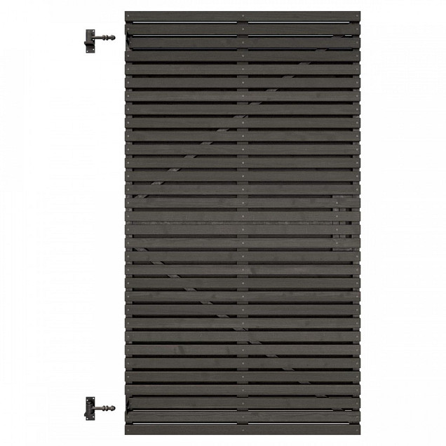 Grenen geschaafd latten deur op verstelbaar frame, horizontaal, 178x99x5 cm, zwart gespoten.