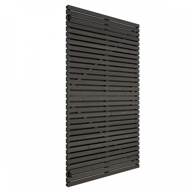 Grenen geschaafd latten deur op verstelbaar frame, horizontaal, 178x99x5 cm, zwart gespoten.