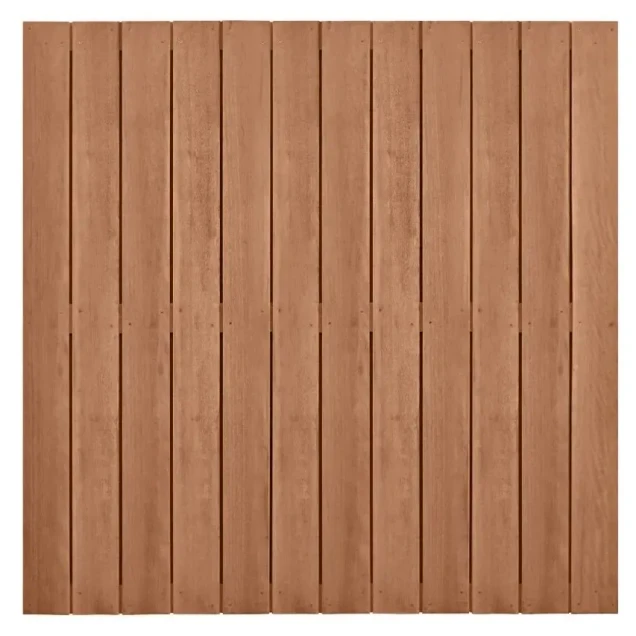 Hardhouten geschaafd plankenscherm design 28-planks 15 mm, recht verticaal, 180x180 cm.