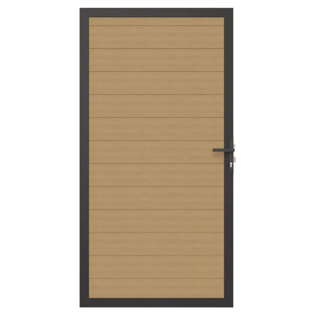 Newtechwood co-extrusie composiet deur in aluminium frame, horizontaal, 100x195 cm, red cedar.