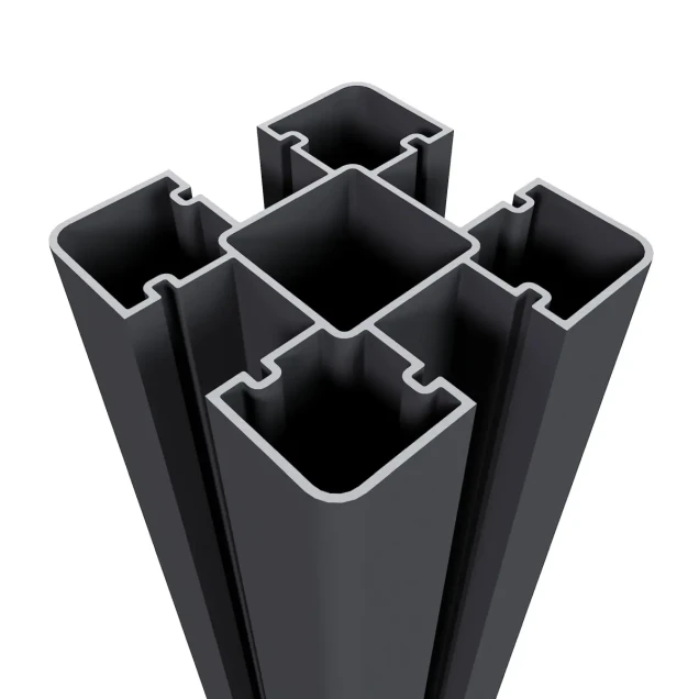 Aluminium sleufpaal met paalkap 8x8x270 cm zwart.