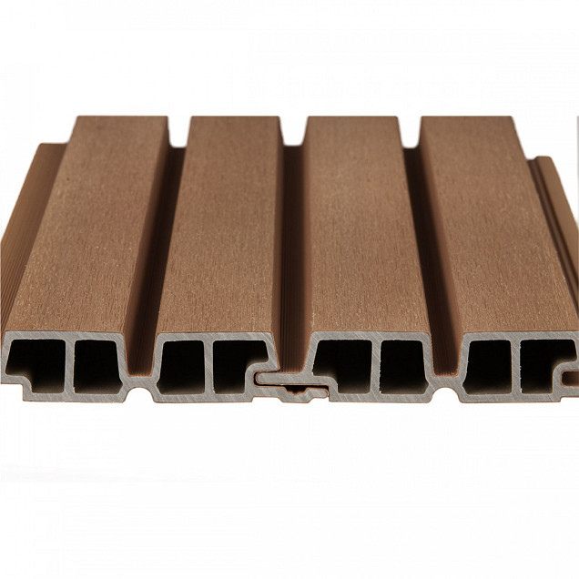 PuraTech 55 composiet dubbel profiel 3,3 x 17,0 x 390 cm, teak, fijne houtnerf