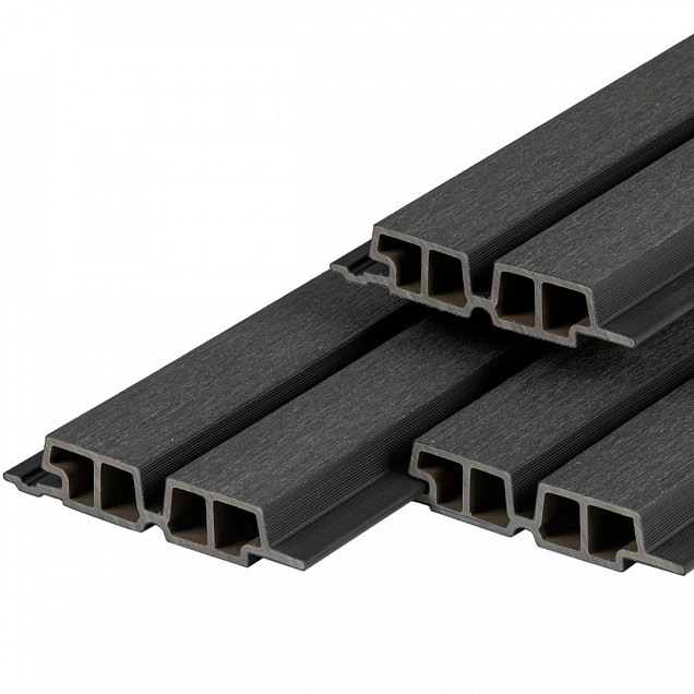 PuraTech 55 composiet dubbel profiel 3,3 x 17,0 x 390 cm, ebony black, fijne houtnerf
